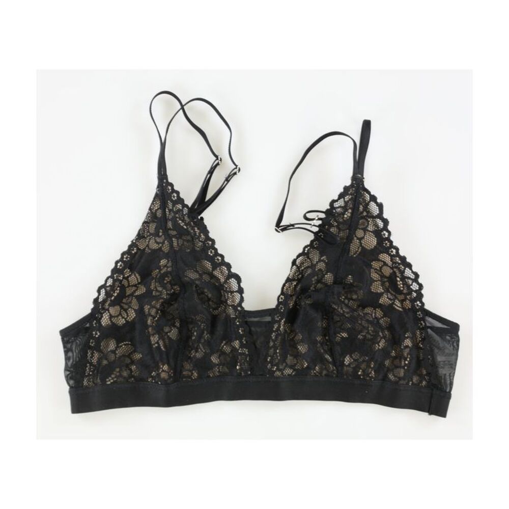 American Eagle Womens Lace Plunge Bralette, Beige, M, DM